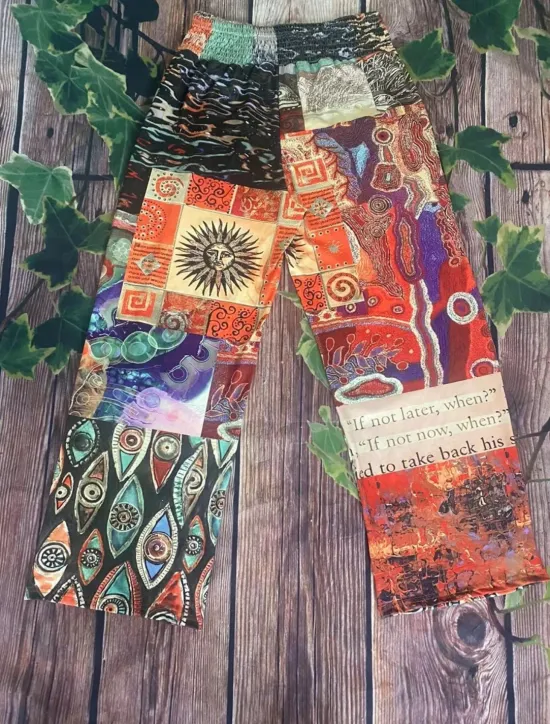 Online Women's Wide Leg Chinos Vacation Vintage Ethnic Style Long High Waist Graphic Plaid Checkered Pocket Elastic Waistband Comfy Soft Comfortable Micro-elastic Outdoor Street Blue Orange Summer Spring Women Pants
