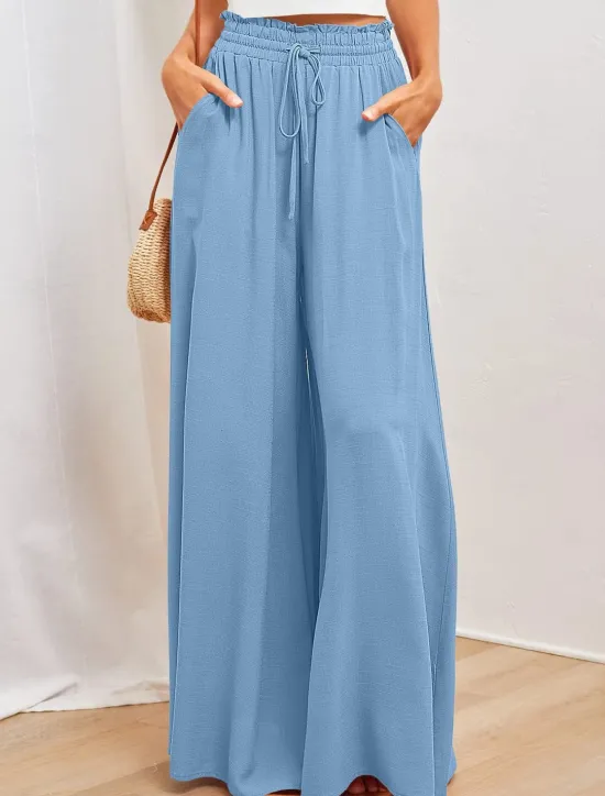 Best Women's Wide Leg Cotton Linen Pants Pants Trousers Fashion Full Length Shamrock Drawstring Side Pockets Wide Leg Breathability Comfortable Inelastic Casual Daily Light Yellow Orange red Forest Green Women Pants|Pants
