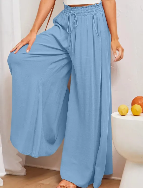 Best Women's Wide Leg Cotton Linen Pants Pants Trousers Fashion Full Length Shamrock Drawstring Side Pockets Wide Leg Breathability Comfortable Inelastic Casual Daily Light Yellow Orange red Forest Green Women Pants|Pants