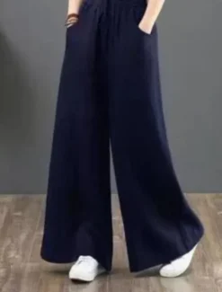 Outlet Women's Wide Leg Cotton Linen Pants Slacks Fashion Streetwear Full Length Natural Plain Pocket Elastic Drawstring Design Comfy Outdoor Street Holiday Weekend Apricot Grey Black White Summer Regular Women Pants