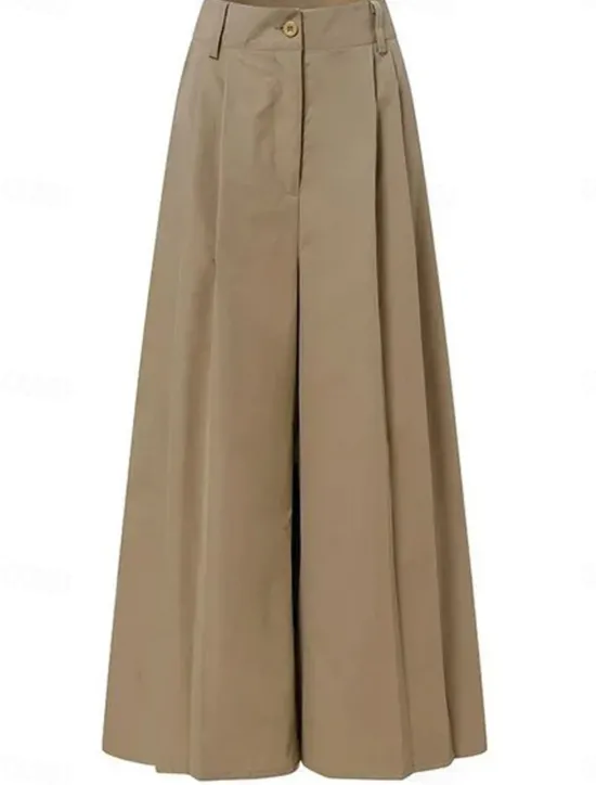 Hot Women's Wide Leg Dress Work Pants Bell Bottom Full Length Fashion Streetwear Daily Black Khaki S M Fall Winter Women Pants