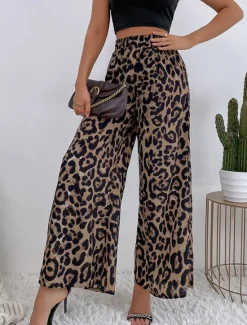New Women's Wide Leg Pants Trousers Streetwear Casual Long High Waist Floral Pocket Printing Elastic Drawstring Design Breathability Soft Micro-elastic Vacation Street Daily Wear Blue Women Pants