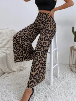 New Women's Wide Leg Pants Trousers Streetwear Casual Long High Waist Floral Pocket Printing Elastic Drawstring Design Breathability Soft Micro-elastic Vacation Street Daily Wear Blue Women Pants