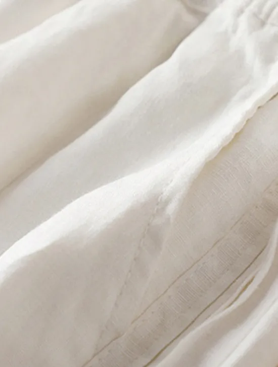 New Women's Wide Leg Pants Trousers Baggy Pants Fashion Streetwear Full Length High Waist Plain Pocket Elastic Waist Baggy Breathability Comfortable Micro-elastic Vacation Street Casual rice white Women Pants