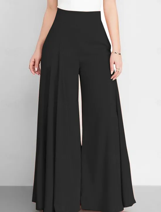 Discount Women's Wide Leg Pants Trousers Fashion Streetwear Full Length High Waist Plain Pocket Ruched Butt Lifting High Cut Comfort Breathability Soft Micro-elastic Vacation Street Daily Camel Grey Black Pink Women Pants