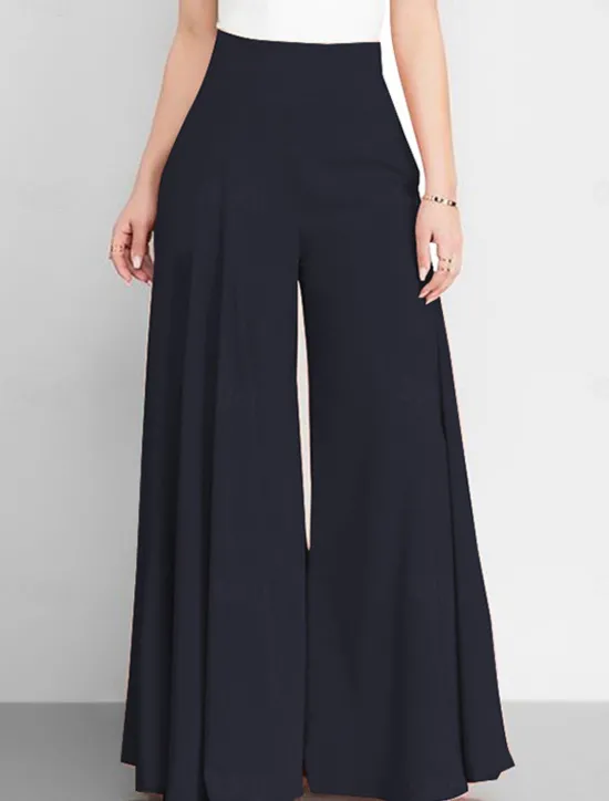 Discount Women's Wide Leg Pants Trousers Fashion Streetwear Full Length High Waist Plain Pocket Ruched Butt Lifting High Cut Comfort Breathability Soft Micro-elastic Vacation Street Daily Camel Grey Black Pink Women Pants