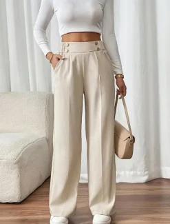 Hot Women's Wide Leg Pants Trousers Palazzo Pants Fashion Streetwear Full Length High Waist Plain Pocket Elastic Waist Breathability Comfortable Street Daily Wear Going out Summer Spring Regular Women Pants