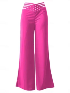 Sale Women's Wide Leg Pants Trousers Fashion Streetwear Work Full Length High Waist Solid Color High Cut Comfort Breathability Soft Micro-elastic Party Daily Wear Robin's Egg Blue Black White Yellow Fall Women Pants