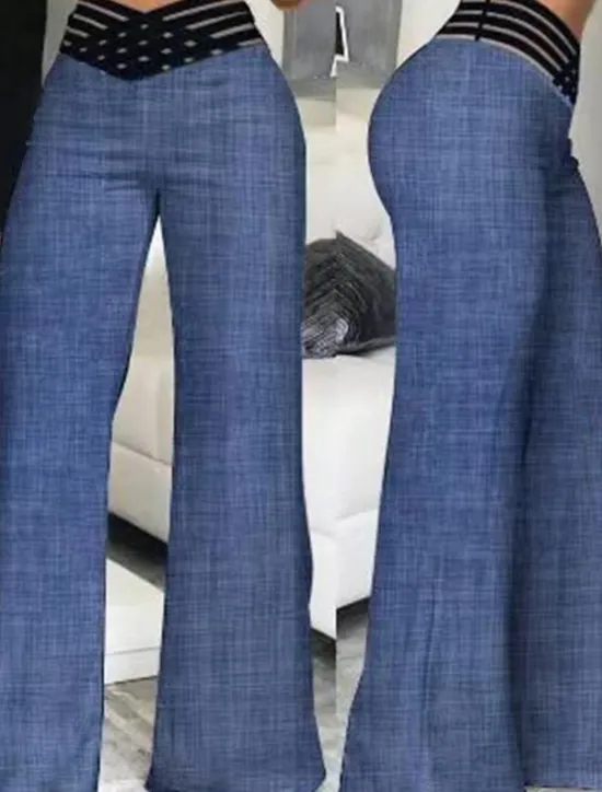 Sale Women's Wide Leg Pants Trousers Fashion Streetwear Work Full Length High Waist Solid Color High Cut Comfort Breathability Soft Micro-elastic Party Daily Wear Robin's Egg Blue Black White Yellow Fall Women Pants