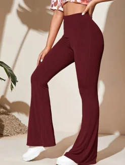 Hot Women's Wide Leg Tights Casual / Sporty Full Length High Waist Plain High Cut Comfy Soft Comfortable Micro-elastic Yoga Camel Black Wine Khaki Spring & Fall Regular Fit Women Pants