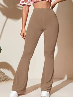 Hot Women's Wide Leg Tights Casual / Sporty Full Length High Waist Plain High Cut Comfy Soft Comfortable Micro-elastic Yoga Camel Black Wine Khaki Spring & Fall Regular Fit Women Pants