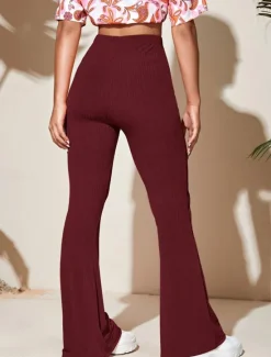 Hot Women's Wide Leg Tights Casual / Sporty Full Length High Waist Plain High Cut Comfy Soft Comfortable Micro-elastic Yoga Camel Black Wine Khaki Spring & Fall Regular Fit Women Pants