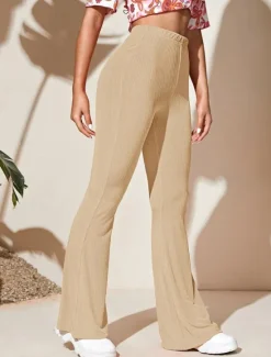 Hot Women's Wide Leg Tights Casual / Sporty Full Length High Waist Plain High Cut Comfy Soft Comfortable Micro-elastic Yoga Camel Black Wine Khaki Spring & Fall Regular Fit Women Pants