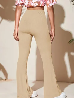 Hot Women's Wide Leg Tights Casual / Sporty Full Length High Waist Plain High Cut Comfy Soft Comfortable Micro-elastic Yoga Camel Black Wine Khaki Spring & Fall Regular Fit Women Pants