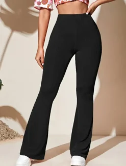 Hot Women's Wide Leg Tights Casual / Sporty Full Length High Waist Plain High Cut Comfy Soft Comfortable Micro-elastic Yoga Camel Black Wine Khaki Spring & Fall Regular Fit Women Pants