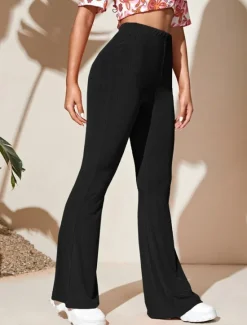 Hot Women's Wide Leg Tights Casual / Sporty Full Length High Waist Plain High Cut Comfy Soft Comfortable Micro-elastic Yoga Camel Black Wine Khaki Spring & Fall Regular Fit Women Pants
