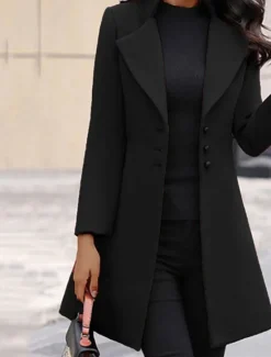 Women's Winter Coat Athleisure Holiday Daily Wear Fall Winter Regular Coat Regular Fit Stylish Casual Jacket Long Sleeve Solid Color Fur Collar Black Yellow Gray Women Coats & Trench Coats
