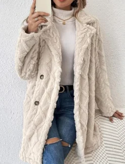 Hot Women's Winter Coat Athleisure Holiday Daily Wear Fall Winter Regular Coat Regular Fit Stylish Casual Jacket Long Sleeve Solid Color Knit Women Blazers & Suits