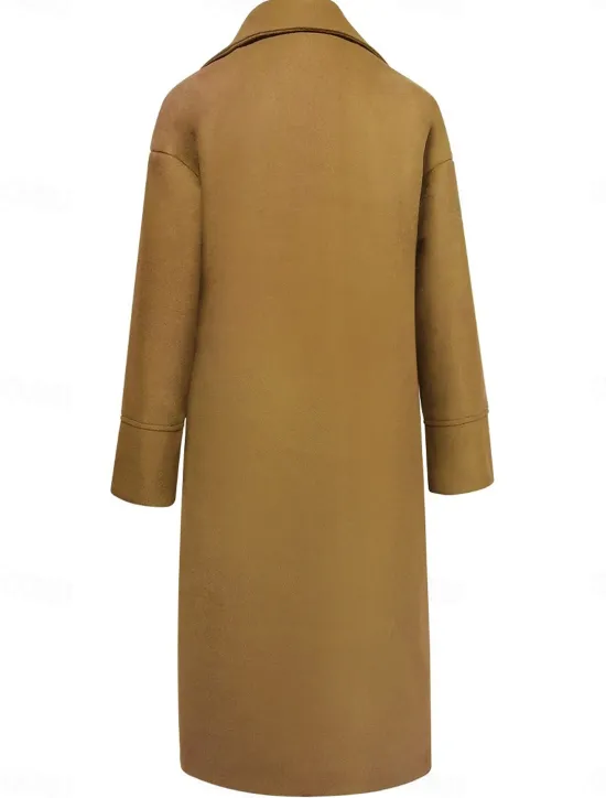 Women's Winter Coat Coat Cloak / Capes Windproof Warm Pocket Casual Street Style Plain Vacation Work Street Daily Wear Single Breasted Turndown Loose Fit Long Sleeve Outerwear Red Blue Green Fall Women Coats & Trench Coats