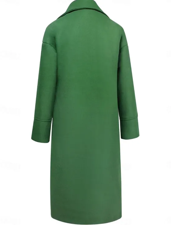 Women's Winter Coat Coat Cloak / Capes Windproof Warm Pocket Casual Street Style Plain Vacation Work Street Daily Wear Single Breasted Turndown Loose Fit Long Sleeve Outerwear Red Blue Green Fall Women Coats & Trench Coats