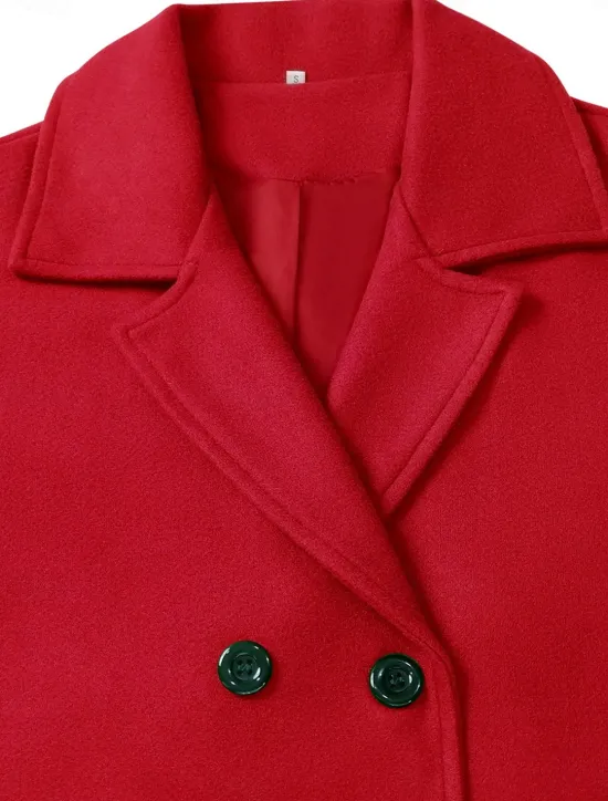 Women's Winter Coat Coat Cloak / Capes Windproof Warm Pocket Casual Street Style Plain Vacation Work Street Daily Wear Single Breasted Turndown Loose Fit Long Sleeve Outerwear Red Blue Green Fall Women Coats & Trench Coats