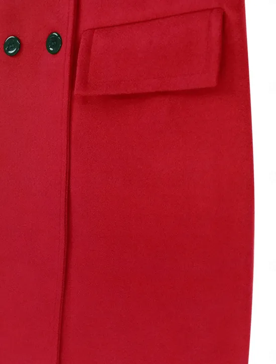 Women's Winter Coat Coat Cloak / Capes Windproof Warm Pocket Casual Street Style Plain Vacation Work Street Daily Wear Single Breasted Turndown Loose Fit Long Sleeve Outerwear Red Blue Green Fall Women Coats & Trench Coats