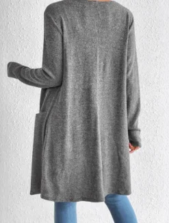 Sale Women's Winter Coat Comfortable Knitting Open Front Fashion Minimalism Plain Outdoor Vacation Home Office Long V Neck Regular Fit Long Sleeve Outerwear Black Brown Grey Spring Fall Women Coats & Trench Coats