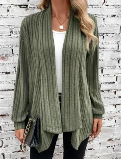 Discount Women's Winter Coat Dressy Dusters Dressy Jackets Outdoor Street Daily Wear Fall Winter Regular Coat Regular Fit Thermal Warm Breathable Stylish Casual Jacket Long Sleeve Plain Oversize Blue Green Women Cardigans & Outerwears