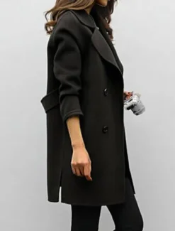 Hot Women's Winter Coat Fall Long Overcoat Double Breasted Pea Coat with Belt Windproof Classic Slim Fit Trench Coat Elegant Outerwear Long Sleeve ArmyGreen S Women Coats & Trench Coats