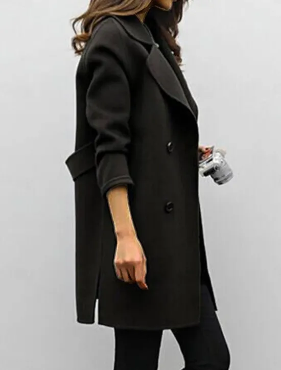 Hot Women's Winter Coat Fall Long Overcoat Double Breasted Pea Coat with Belt Windproof Classic Slim Fit Trench Coat Elegant Outerwear Long Sleeve ArmyGreen S Women Coats & Trench Coats