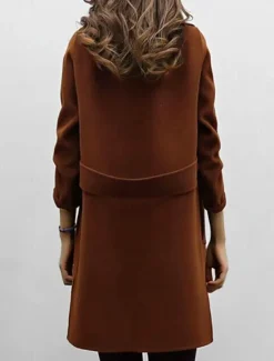 Hot Women's Winter Coat Fall Long Overcoat Double Breasted Pea Coat with Belt Windproof Classic Slim Fit Trench Coat Elegant Outerwear Long Sleeve ArmyGreen S Women Coats & Trench Coats