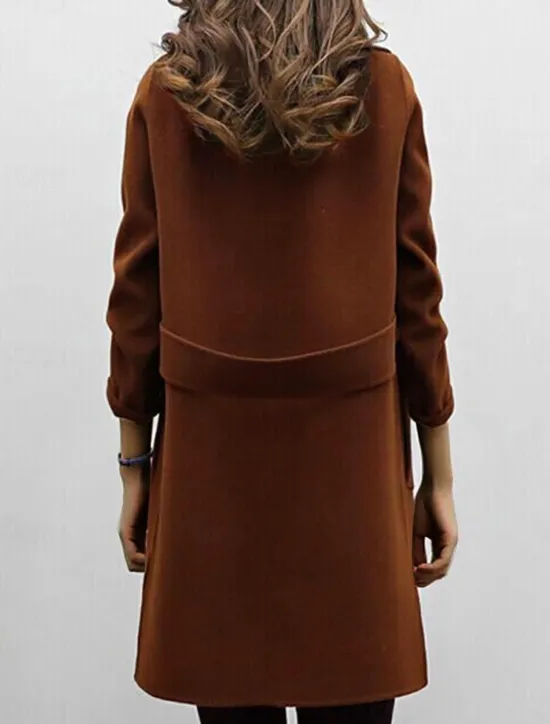 Hot Women's Winter Coat Fall Long Overcoat Double Breasted Pea Coat with Belt Windproof Classic Slim Fit Trench Coat Elegant Outerwear Long Sleeve ArmyGreen S Women Coats & Trench Coats