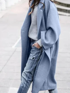 Women's Winter Coat Long Pea Coat with Hood Fall Overcoat Windproof Warm Lapel Trench Coat Oversized Open Front Turndown Fashion Street Outerwear Long Sleeve Women Coats & Trench Coats