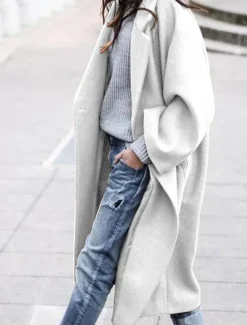 Women's Winter Coat Long Pea Coat with Hood Fall Overcoat Windproof Warm Lapel Trench Coat Oversized Open Front Turndown Fashion Street Outerwear Long Sleeve Women Coats & Trench Coats