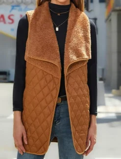Hot Women's Winter Coat Outdoor Street Daily Wear Fall Winter Regular Coat Regular Fit Thermal Warm Breathable Stylish Casual Jacket Sleeveless Solid Color with Pockets Black Brown Light Grey Women Blazers & Suits