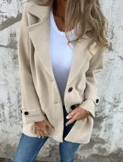 Hot Women's Winter Coat Outdoor Street Daily Wear Fall Winter Regular Coat Regular Fit Thermal Warm Breathable Stylish Casual Jacket Long Sleeve Plain with Pockets Black Khaki Apricot Women Coats & Trench Coats