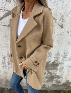 Hot Women's Winter Coat Outdoor Street Daily Wear Fall Winter Regular Coat Regular Fit Thermal Warm Breathable Stylish Casual Jacket Long Sleeve Plain with Pockets Black Khaki Apricot Women Coats & Trench Coats