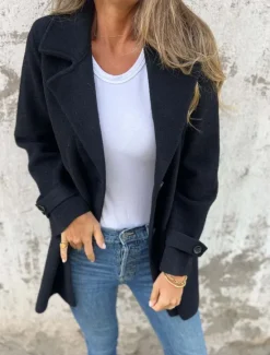 Hot Women's Winter Coat Outdoor Street Daily Wear Fall Winter Regular Coat Regular Fit Thermal Warm Breathable Stylish Casual Jacket Long Sleeve Plain with Pockets Black Khaki Apricot Women Coats & Trench Coats