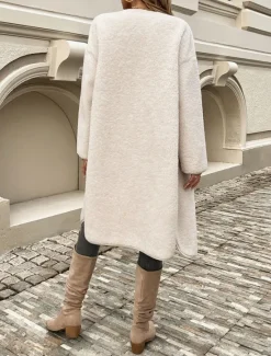 Best Women's Winter Coat Outdoor Street Daily Wear Fall Winter Long Coat Regular Fit Thermal Warm Breathable Stylish Casual Jacket Long Sleeve Plain with Pockets Army Green Khaki Apricot Women Coats & Trench Coats