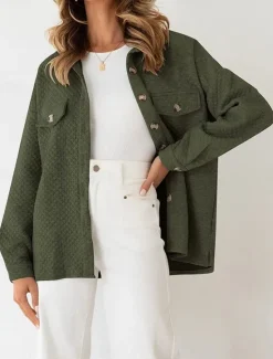 Hot Women's Winter Coat Outdoor Street Daily Wear Fall Winter Regular Coat Regular Fit Thermal Warm Breathable Stylish Casual Jacket Long Sleeve Plain with Pockets Green Gray Women Coats & Trench Coats