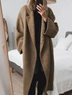 Best Women's Winter Coat Outdoor Street Daily Wear Fall Winter Long Coat Regular Fit Thermal Warm Breathable Stylish Casual Jacket Long Sleeve Plain with Pockets Black Brown Gray Women Coats & Trench Coats