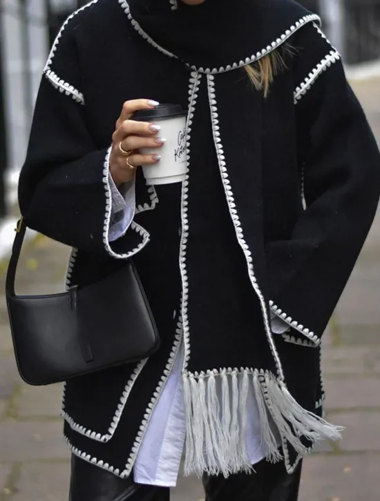 Best Women's Winter Coat Outdoor Street Daily Wear Fall Winter Regular Coat Regular Fit Thermal Warm Breathable Stylish Casual Jacket Long Sleeve Plain Tassel Fringe with Pockets Black White Khaki Women Coats & Trench Coats