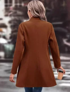 Women's Winter Coat Outdoor Street Daily Wear Fall Winter Regular Coat Regular Fit Thermal Warm Breathable Stylish Casual Jacket Long Sleeve Plain with Pockets Black Apricot Coffee Women Coats & Trench Coats