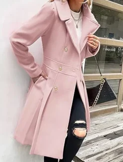 Clearance Women's Winter Coat Outdoor Street Daily Wear Fall Winter Long Coat Regular Fit Thermal Warm Breathable Stylish Casual Jacket Long Sleeve Plain with Pockets Pink Navy Blue Camel Women Coats & Trench Coats