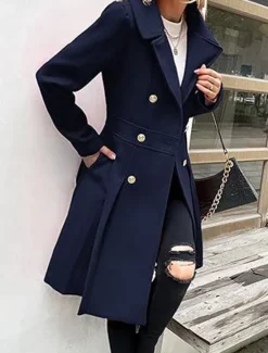 Clearance Women's Winter Coat Outdoor Street Daily Wear Fall Winter Long Coat Regular Fit Thermal Warm Breathable Stylish Casual Jacket Long Sleeve Plain with Pockets Pink Navy Blue Camel Women Coats & Trench Coats