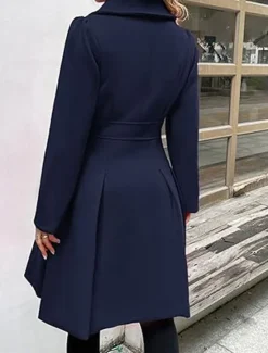 Clearance Women's Winter Coat Outdoor Street Daily Wear Fall Winter Long Coat Regular Fit Thermal Warm Breathable Stylish Casual Jacket Long Sleeve Plain with Pockets Pink Navy Blue Camel Women Coats & Trench Coats
