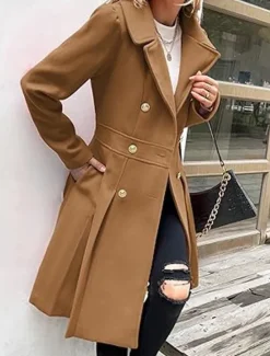 Clearance Women's Winter Coat Outdoor Street Daily Wear Fall Winter Long Coat Regular Fit Thermal Warm Breathable Stylish Casual Jacket Long Sleeve Plain with Pockets Pink Navy Blue Camel Women Coats & Trench Coats