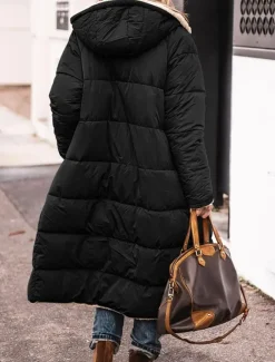 Women's Winter Coat Puffer Jacket Fleece Jacket Coat Outdoor Street Daily Wear Fall Winter Long Coat Regular Fit Thermal Warm Windproof Comtemporary Casual Street Style Jacket Long Sleeve Solid Color Women Puffers & Parka