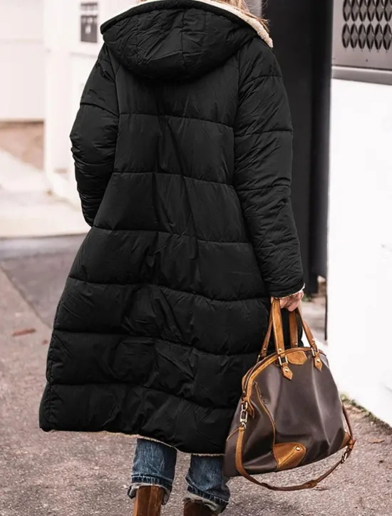 Women's Winter Coat Puffer Jacket Fleece Jacket Coat Outdoor Street Daily Wear Fall Winter Long Coat Regular Fit Thermal Warm Windproof Comtemporary Casual Street Style Jacket Long Sleeve Solid Color Women Puffers & Parka