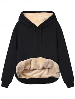 Hot Women's Winter Coat Sherpa Jacket Hoodie Jacket Outdoor Street Daily Wear Fall Winter Regular Coat Regular Fit Thermal Warm Breathable Stylish Casual Jacket Long Sleeve Plain with Pockets Full Zip Women Fleece-Lined Jackets